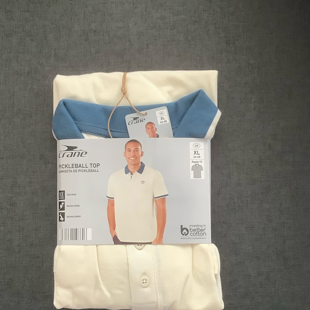 Men's Pickleball Top - white and blue